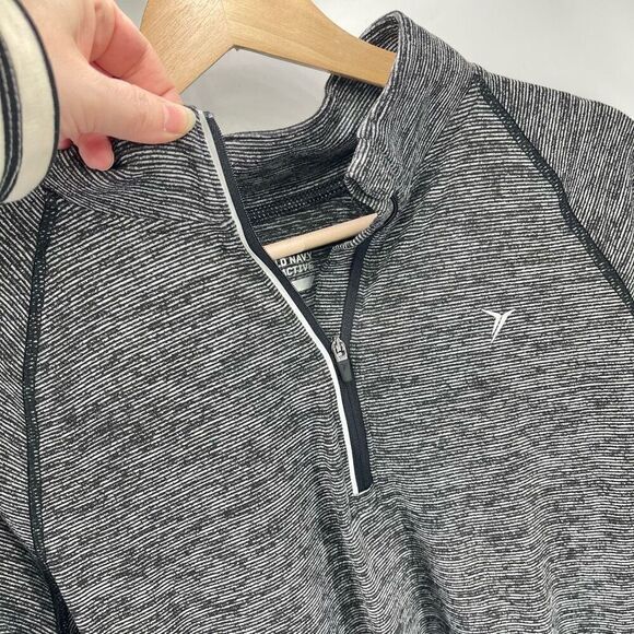 Old Navy Women's Pullover Sweatshirt Half Zip Raglan Sleeve Black White Large - Picture 5 of 9